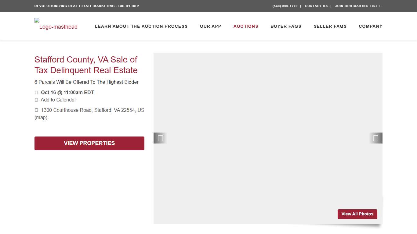 Stafford County, VA Sale of Tax Delinquent Real Estate